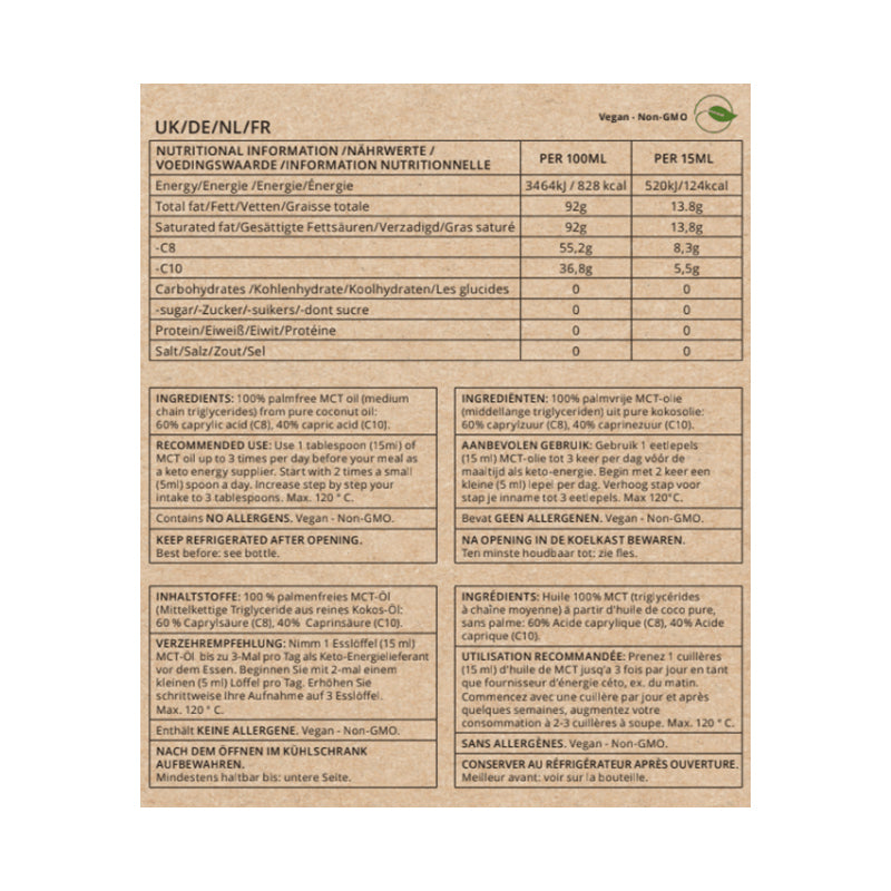 MCT Oil C8/C10 Go-Keto 500ml Syrup Bottle