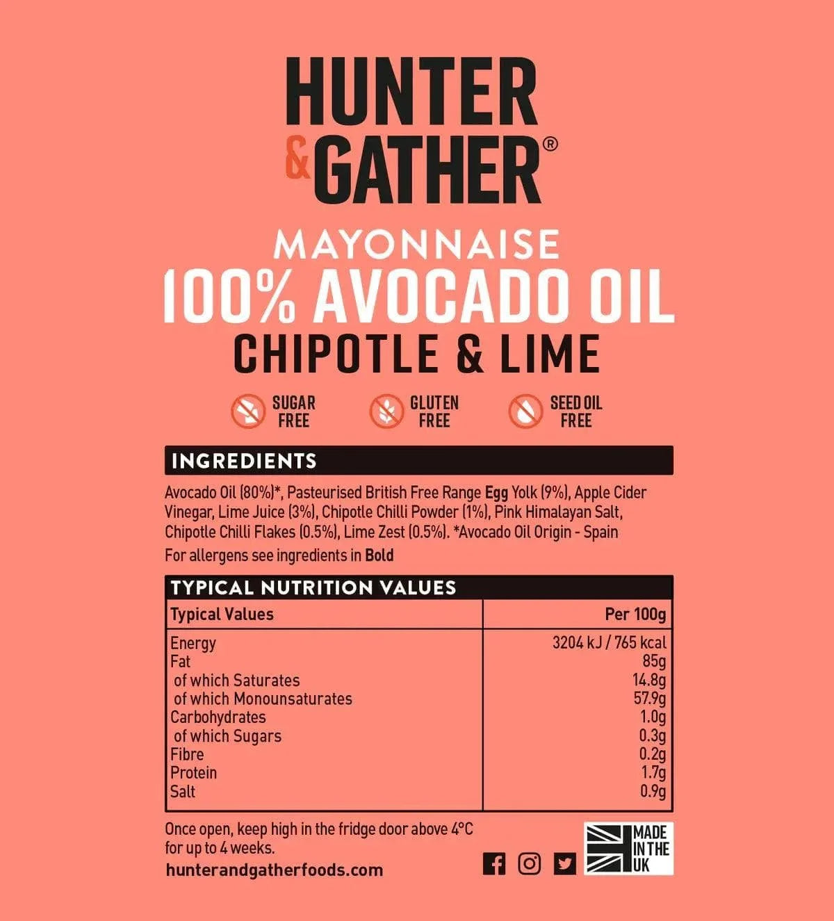 Avocado Oil Mayonnaise Chipotle & Lime Hunter & Gather 250g hunter & gather 00900036
