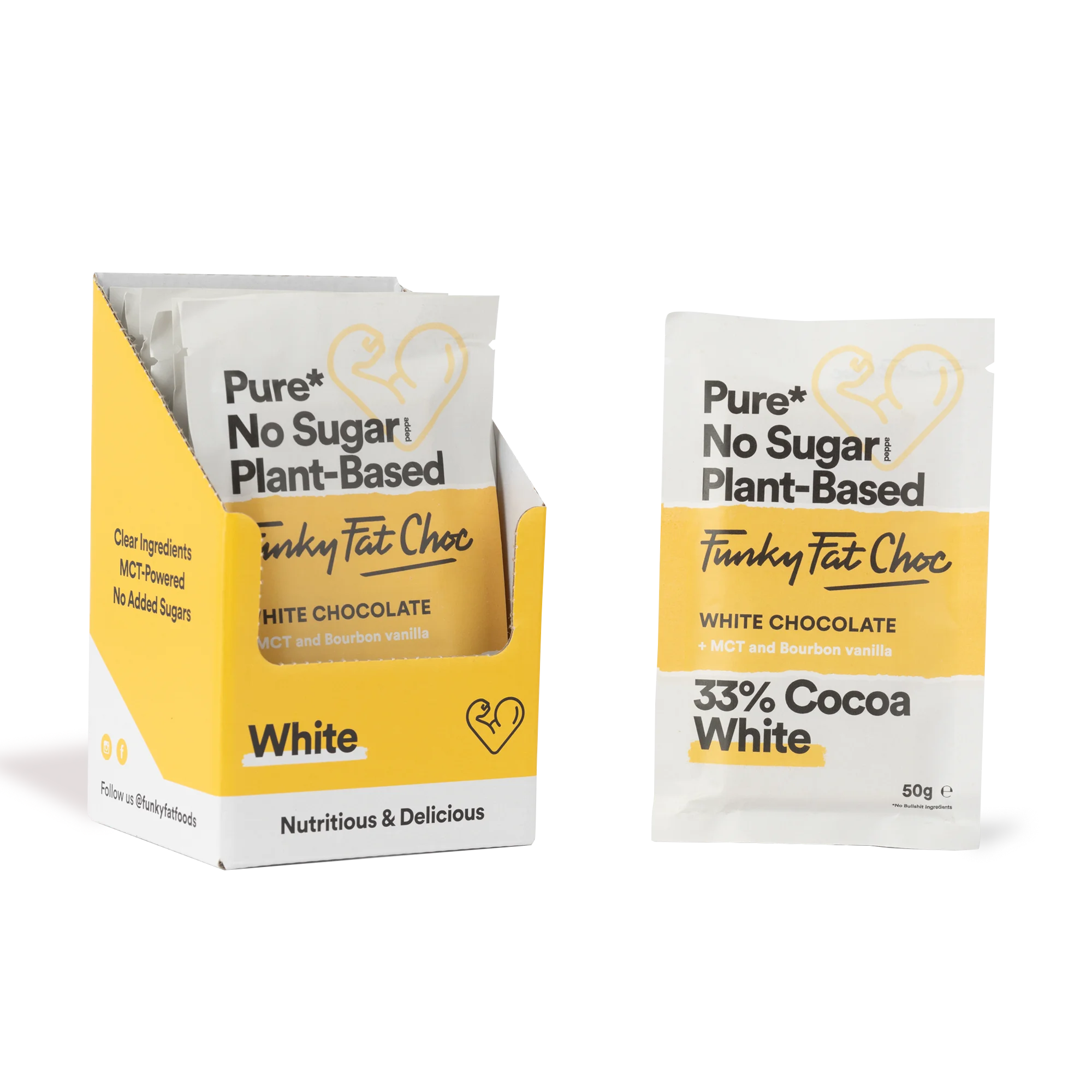 Bio Chocolate Bar White Funky Fat Foods 50g x10 Funky Fat Foods P-FFB-28BWI