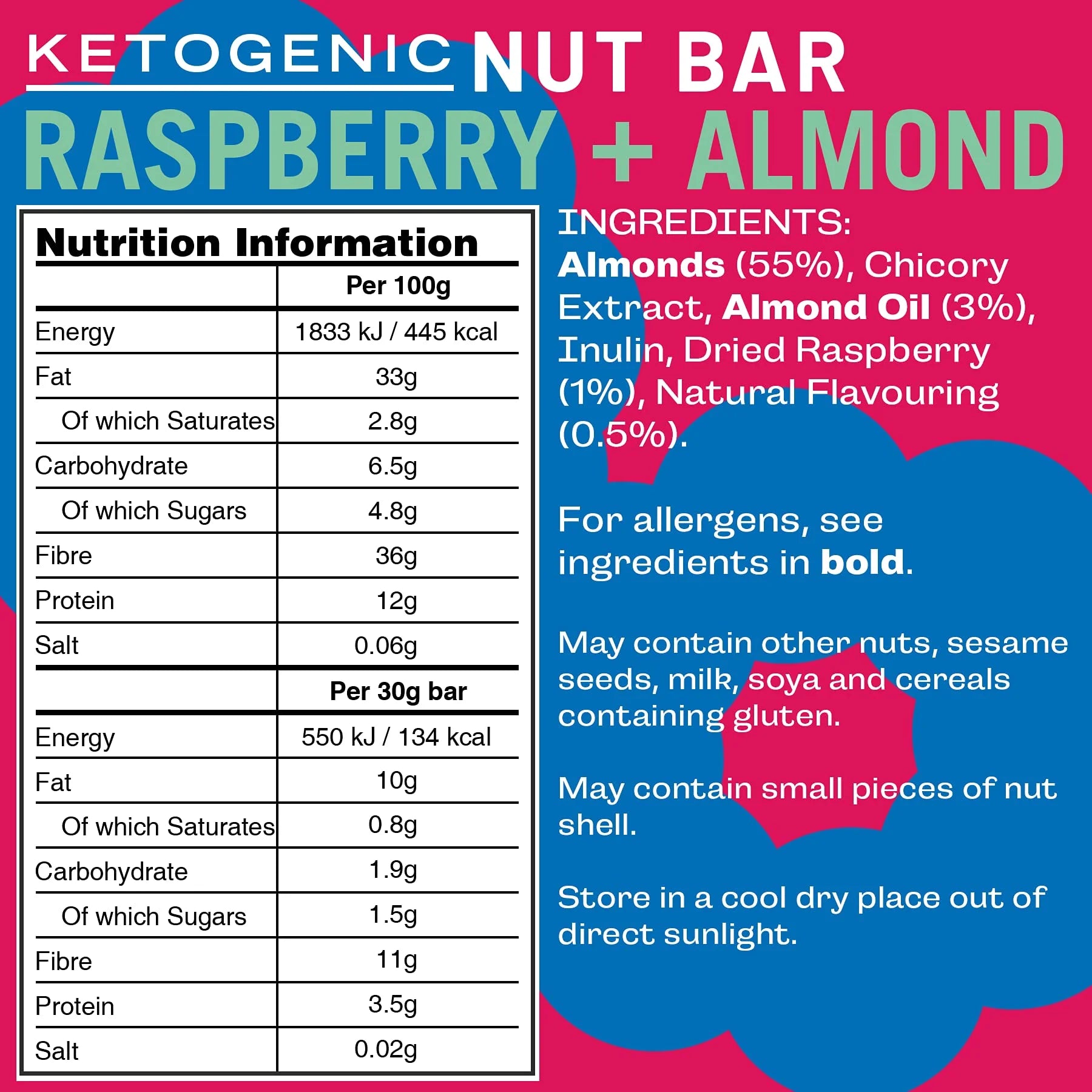 Fatt Keto Bar Raspberry + Almond 30g x20 Fatt 01900022