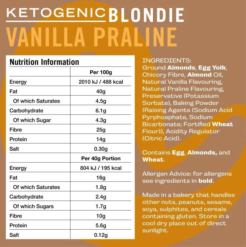 Fatt Keto Blondie Vanilla Praline 40g x18 Fatt 01900029