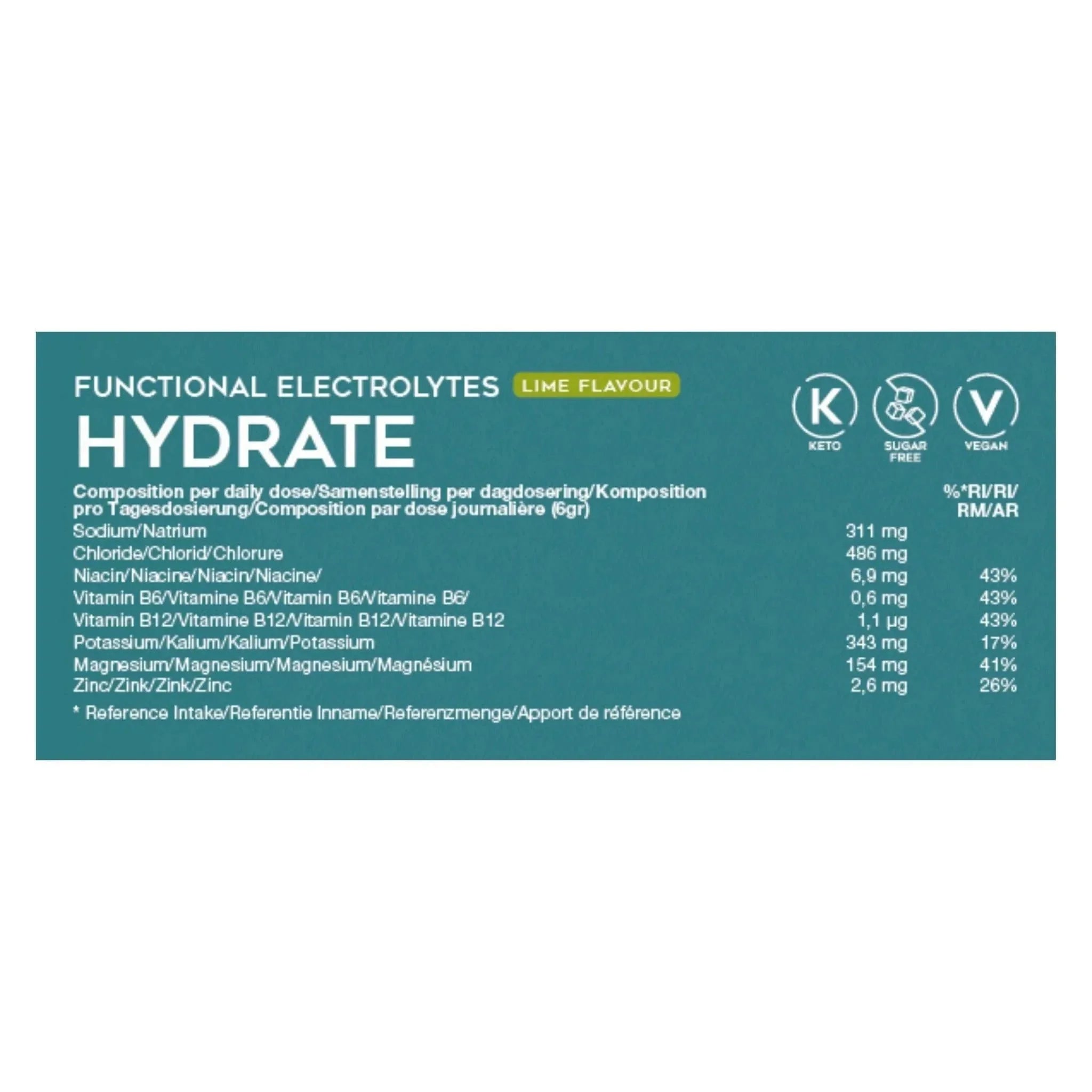 Mélange de Boisson Électrolytes Fonctionnels Hydrate Citron Vert Go-Keto 41 portions – product overview