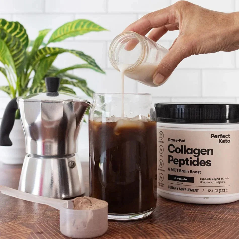 Grass-Fed Collagen Peptides & MCT Brain Boost Chocolate Perfect Keto 343g perfect keto P-PKKCC-42