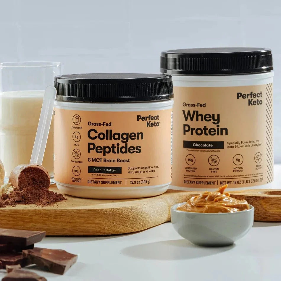 Grass-Fed Collagen Peptides & MCT Brain Boost Peanut Butter Perfect Keto 395g perfect keto P-PKKCPB-12
