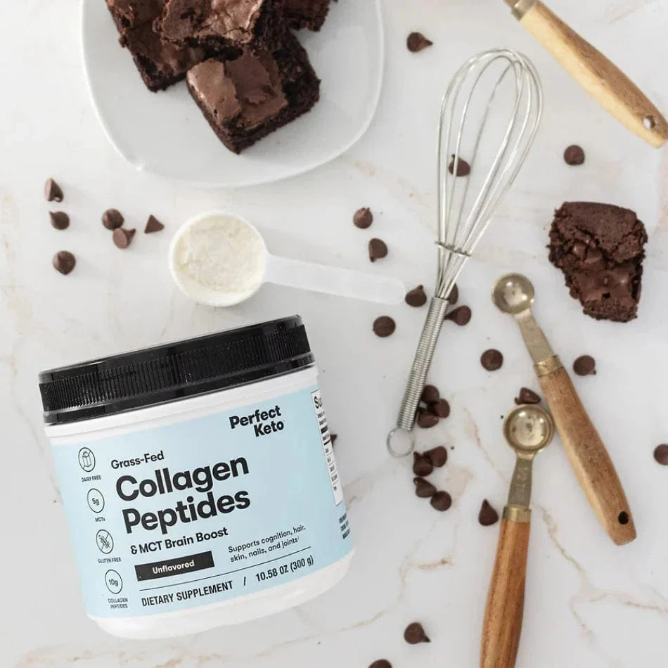 Grass-Fed Collagen Peptides & MCT Brain Boost Unflavored Perfect Keto 300g perfect keto P-PKKCUN-28