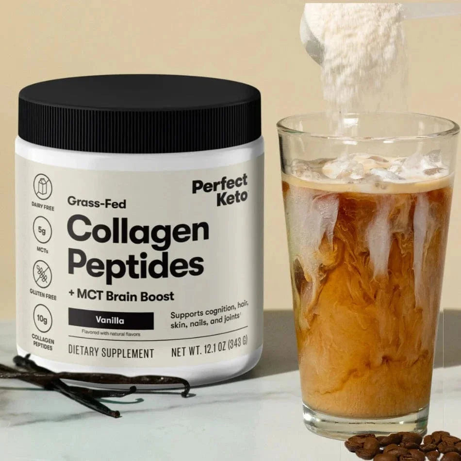Grass-Fed Collagen Peptides & MCT Brain Boost Vanilla Perfect Keto 314g perfect keto P-PKKCV-15