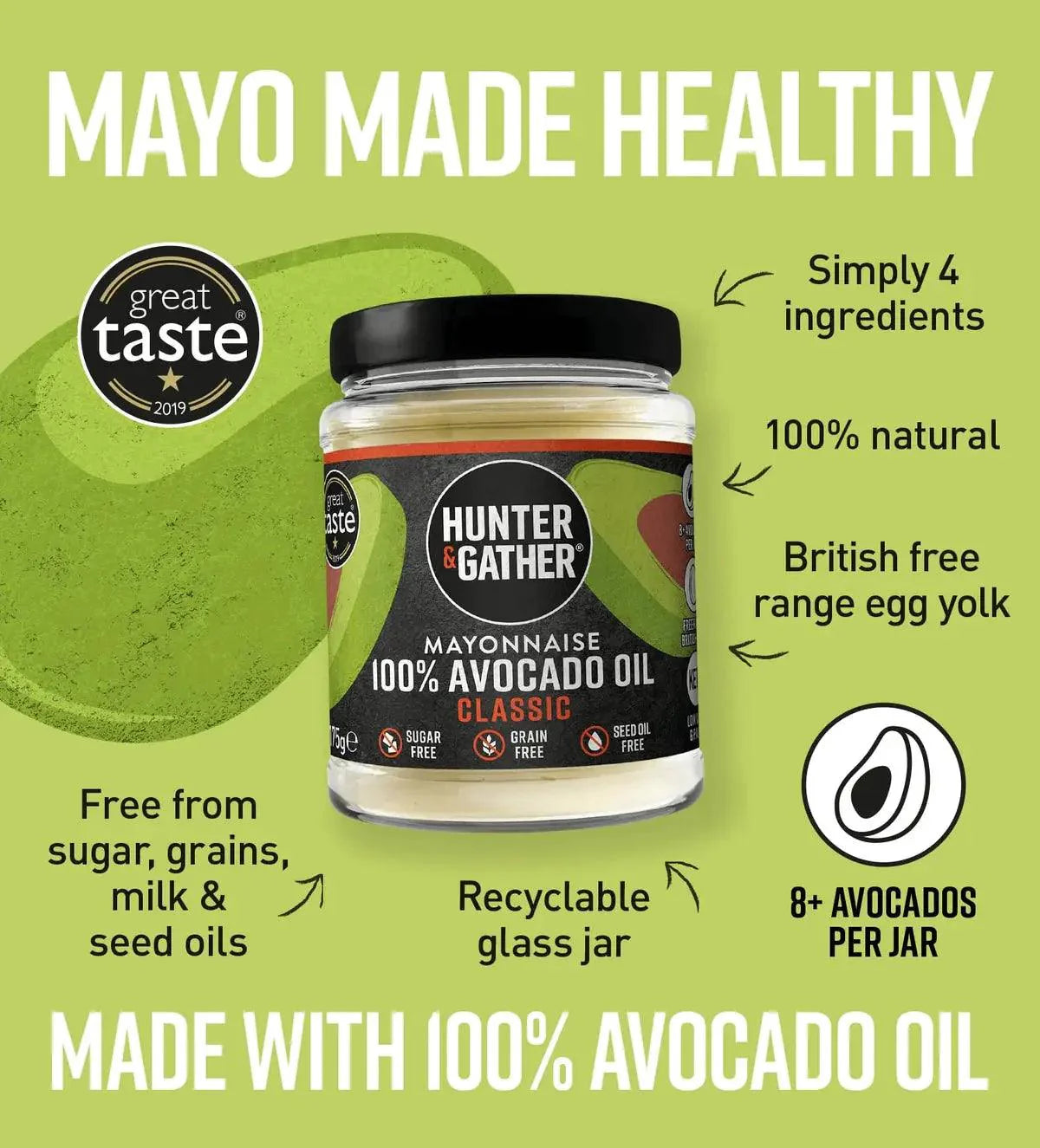 Hunter & Gather Avocado Oil Mayonnaise Classic Hunter & Gather 250g 00900008 Vital20
