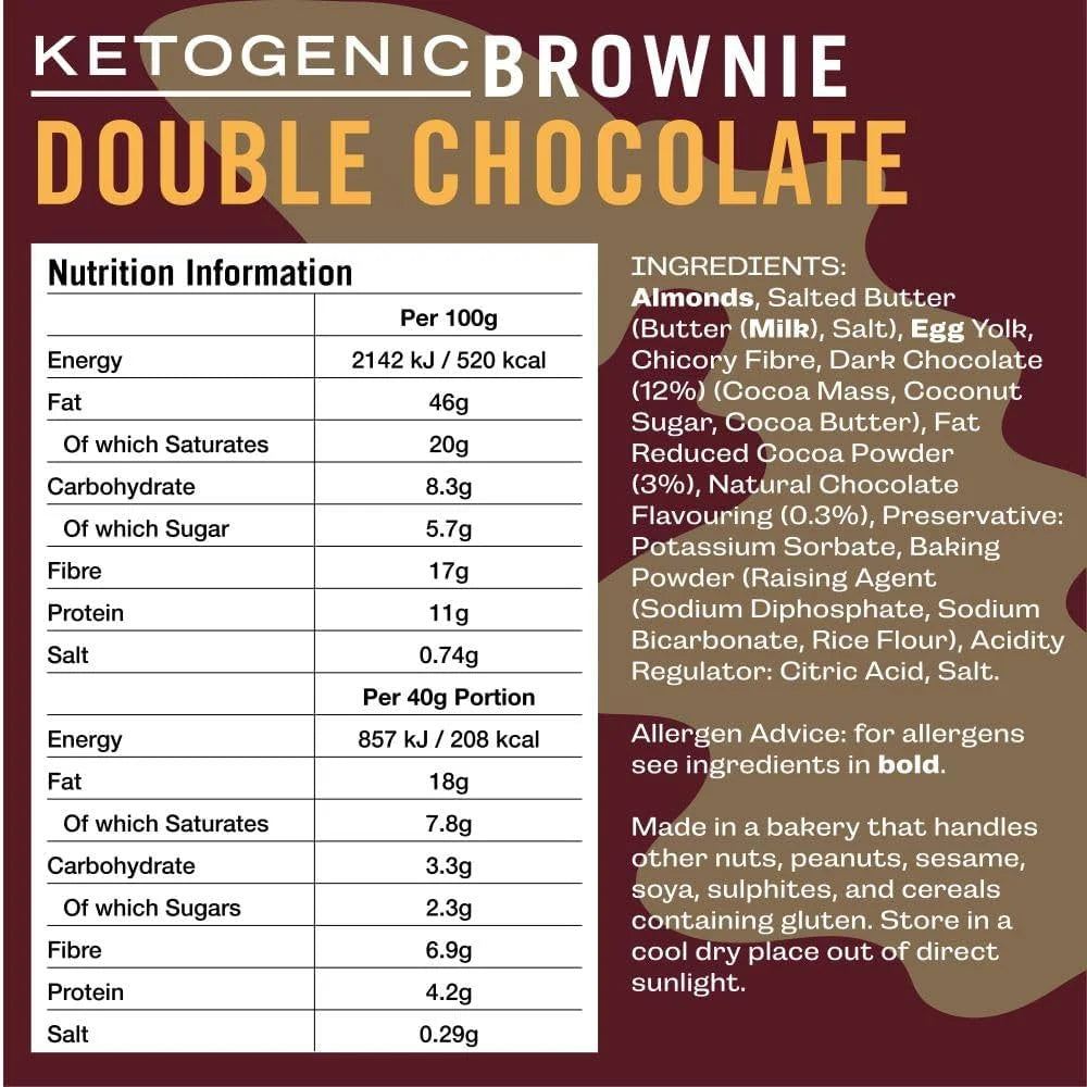 Keto Brownie Double Chocolate Live Fatt 40g x18 live fatt Snacks 01900025