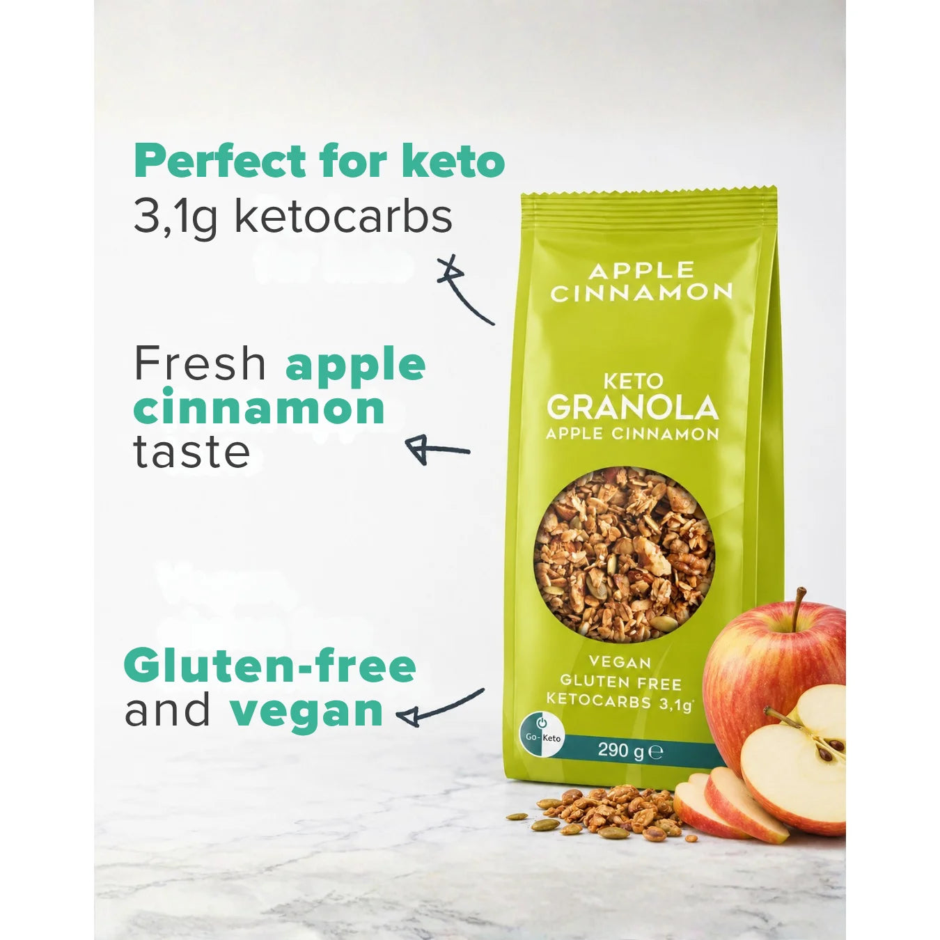 Keto Granola Pomme Cannelle Go-Keto 290g – product overview