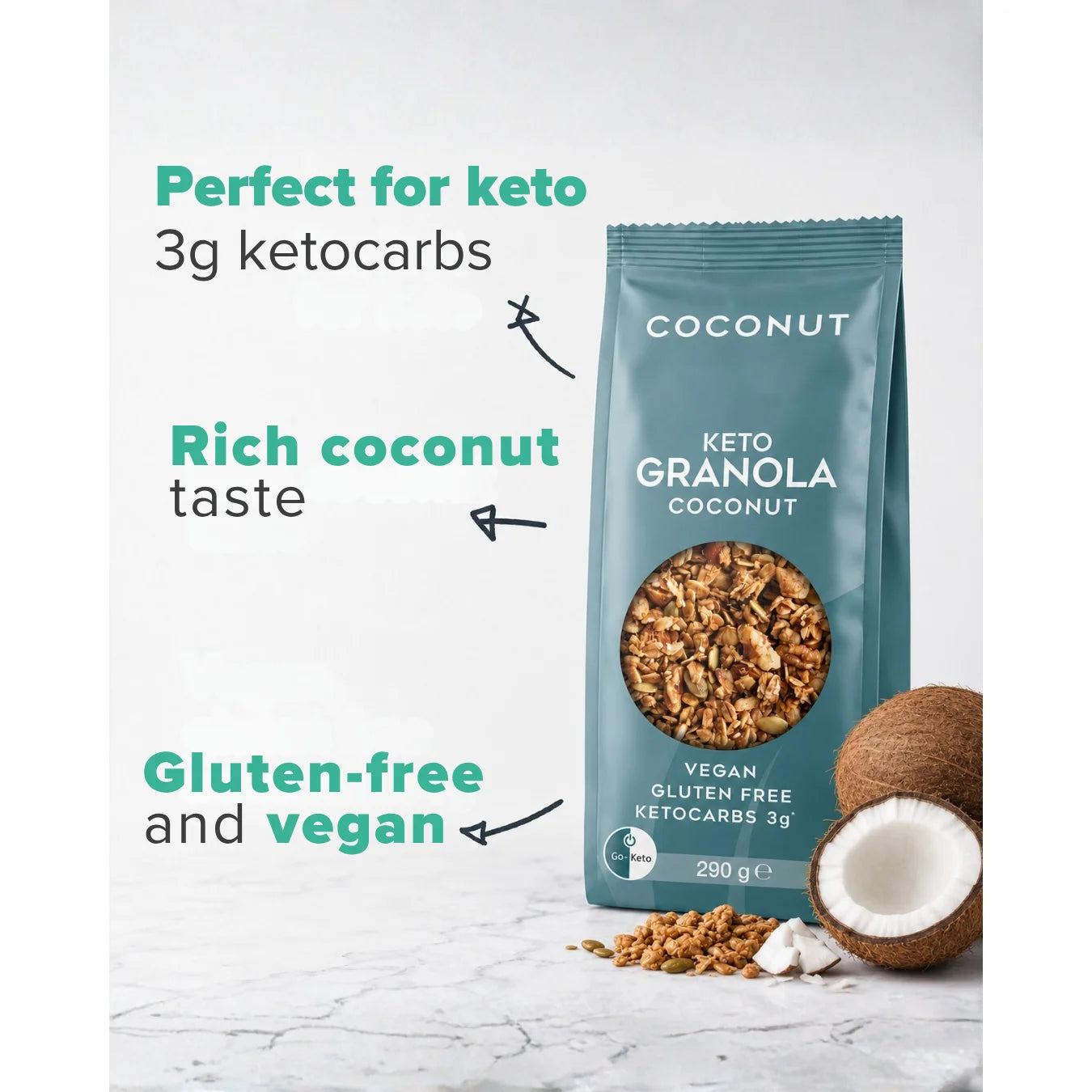 Keto Granola Coconut Go-Keto 290g – product overview