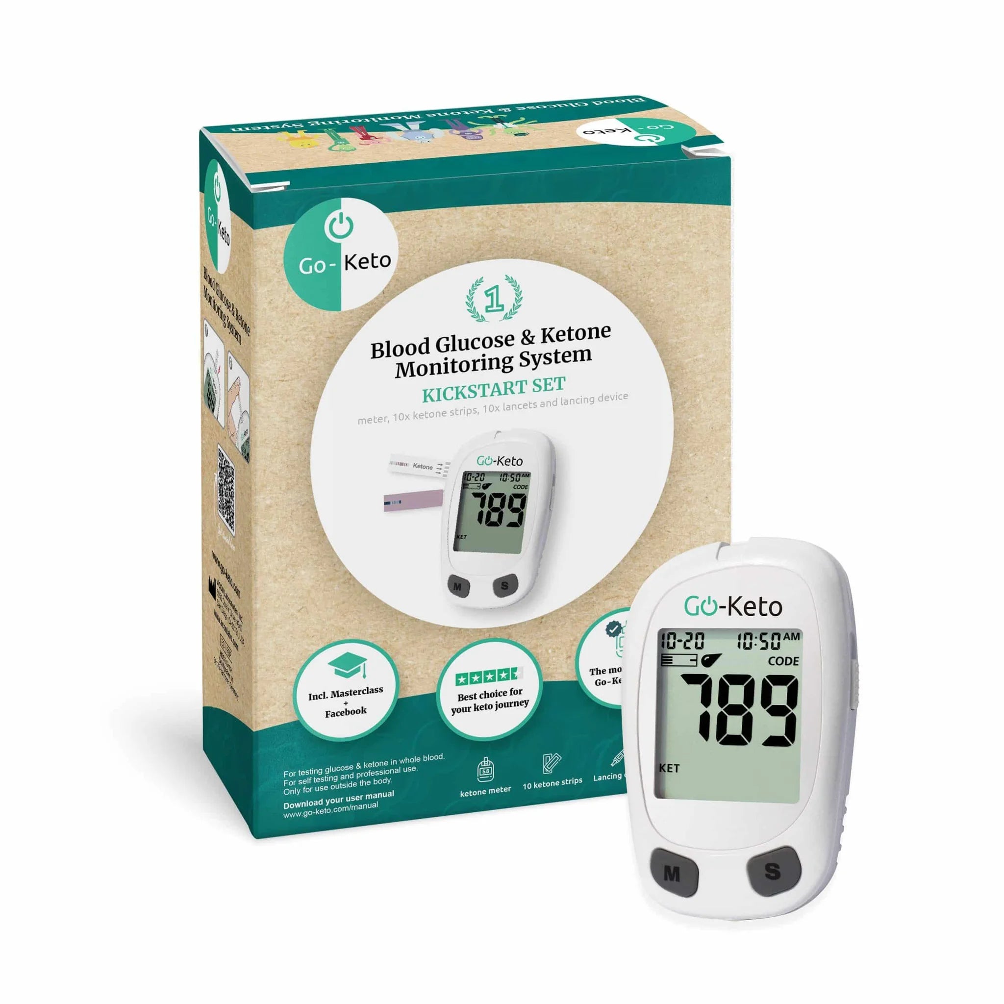 Go-Keto Ketone Glucose Meter Kickstart Set (10 Ketone Strips) – product overview