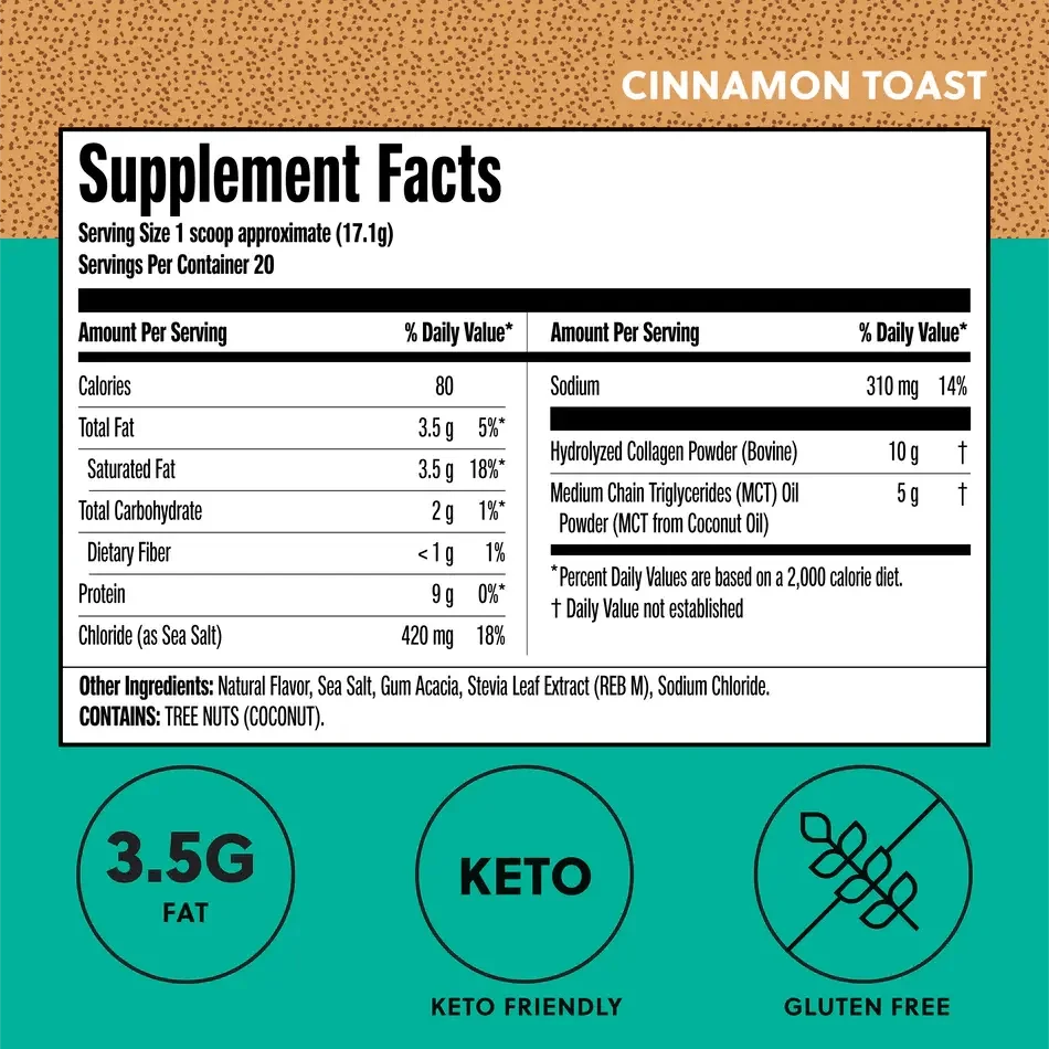 MCT Collagen Powder Cinnamon Toast Perfect Keto 342g perfect keto P-PKKCCT-75