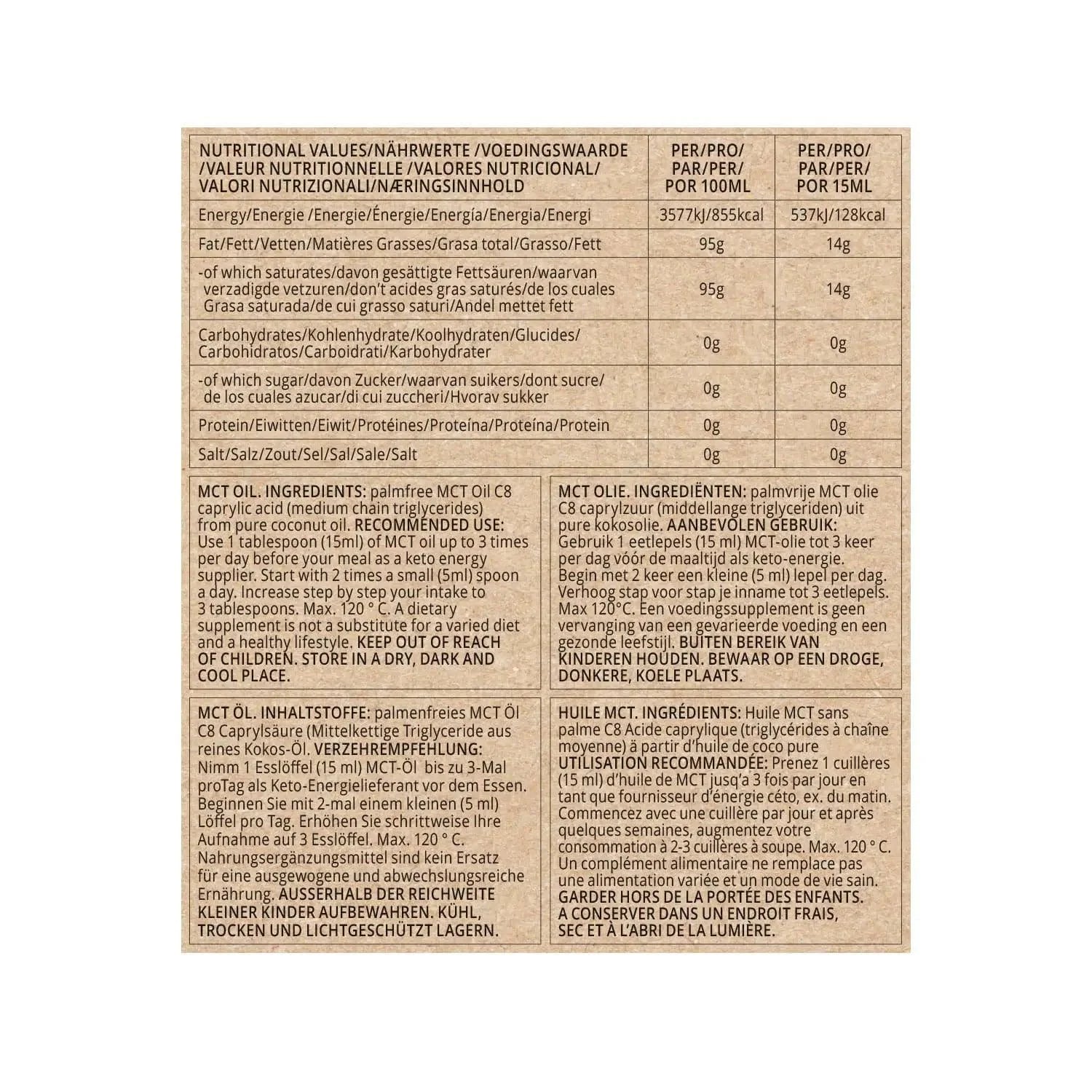 MCT Öl Kokosnuss Pure C8 Go-Keto 1000ml – product overview