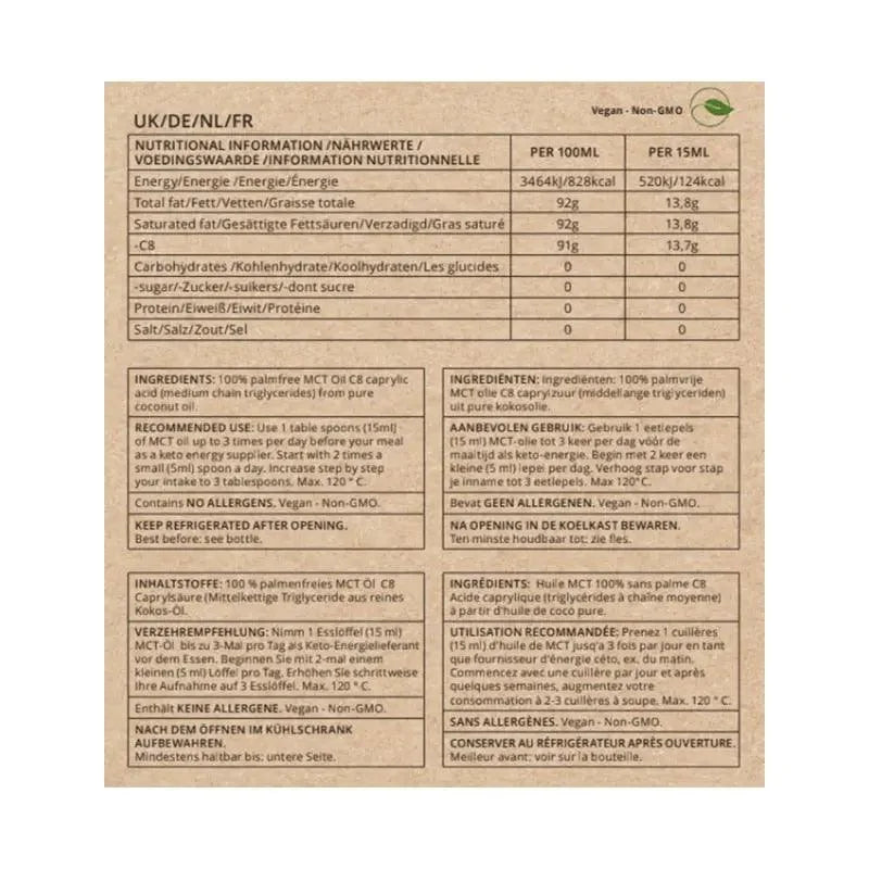 MCT Oil Pure Coconut C8 Go-Keto 500ml go-keto P-GK-C8-679