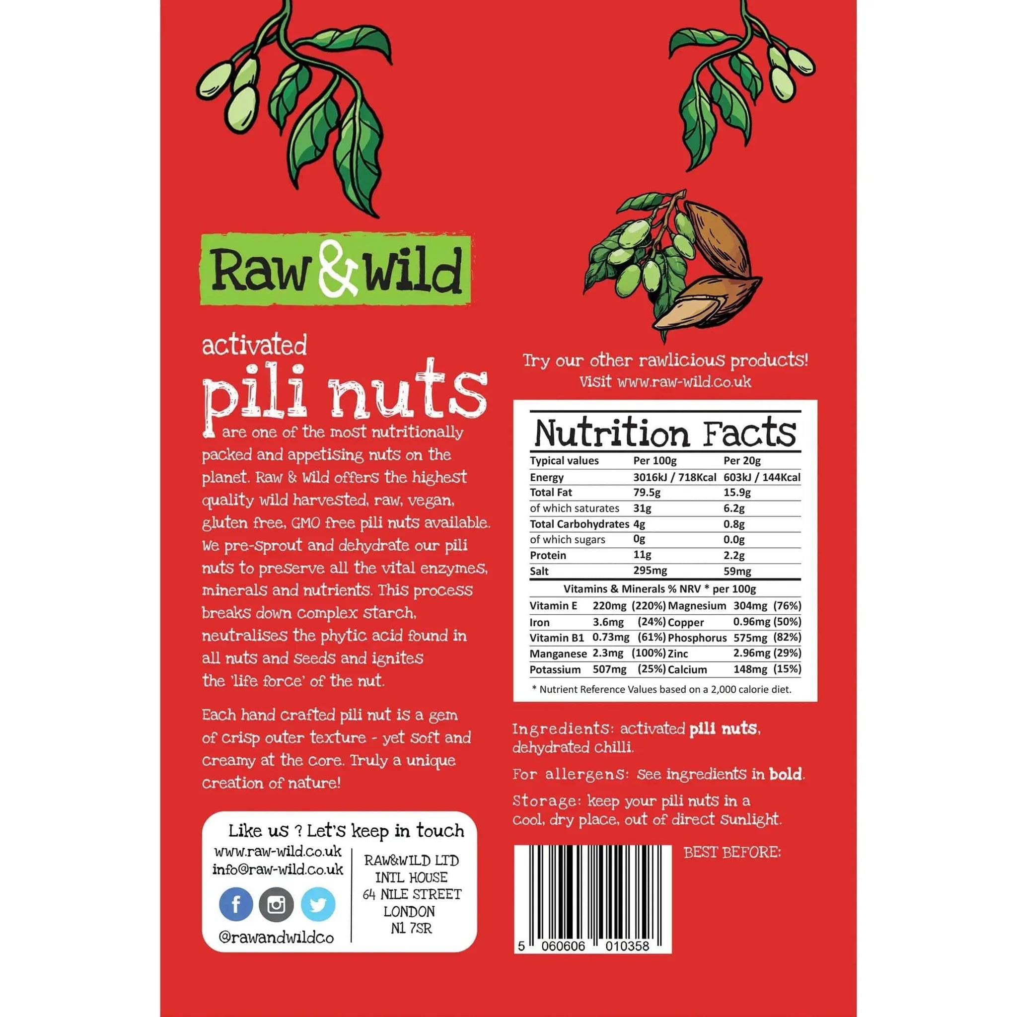 Pili Nuts Chilli Raw & Wild 70g raw & wild Snacks 03200002