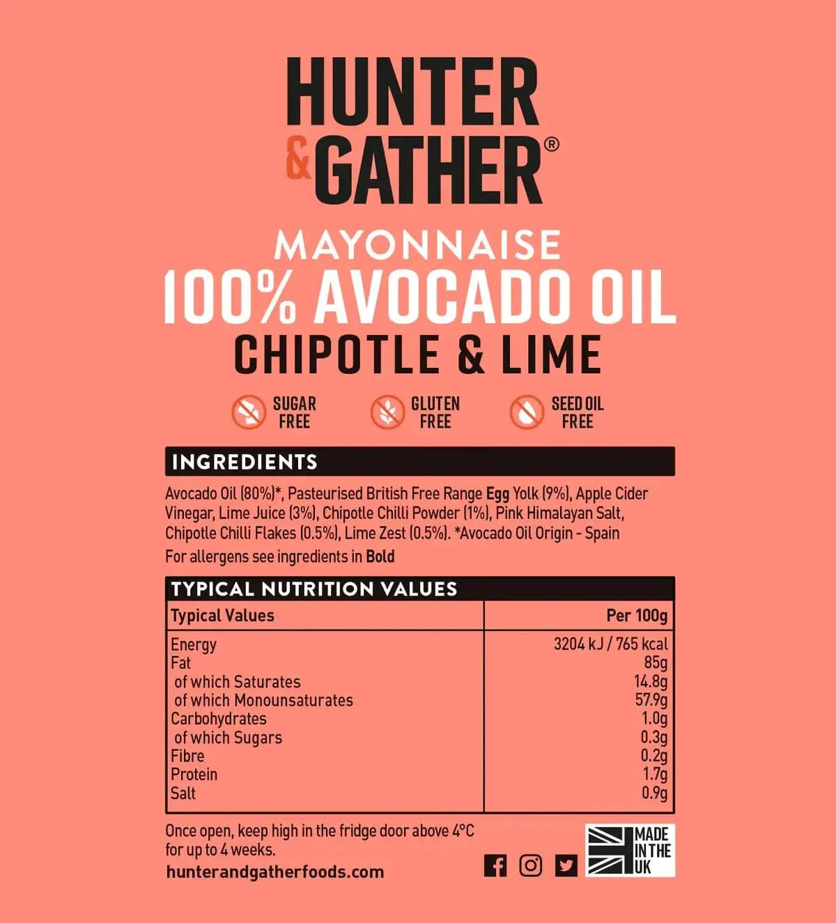 Avocado Oil Mayonnaise Chipotle & Lime Hunter & Gather 175g hunter & gather  00900006