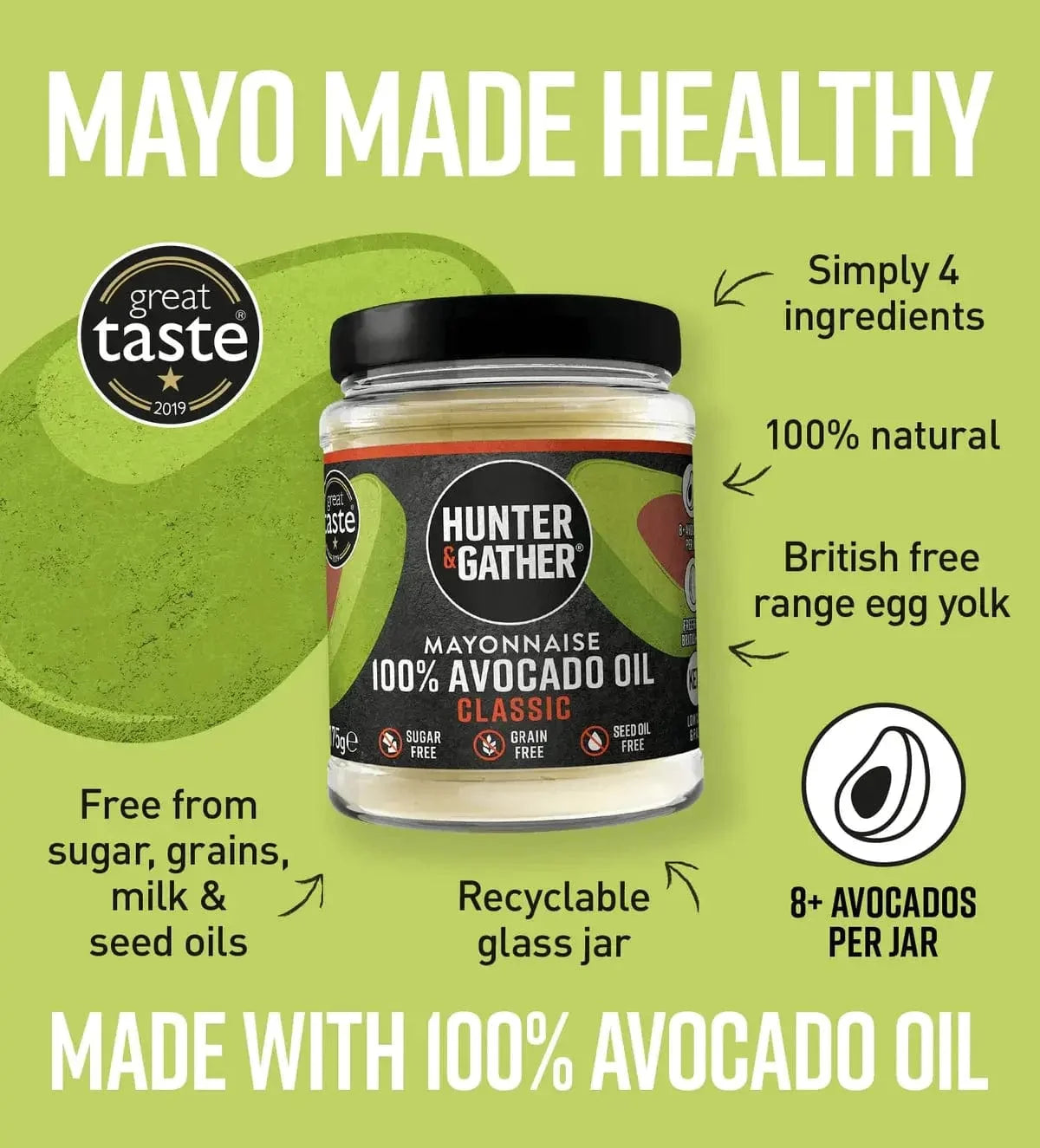 Avocado Oil Mayonnaise Classic Hunter & Gather 175g hunter & gather  00900005