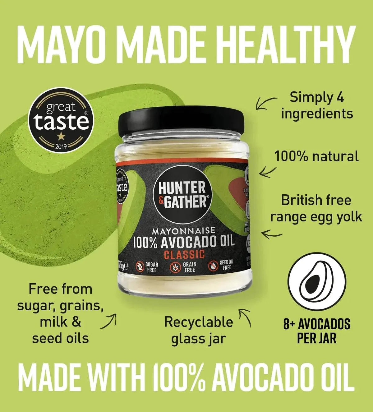 Avocado Oil Mayonnaise Garlic Hunter & Gather 630g hunter & gather  00900011