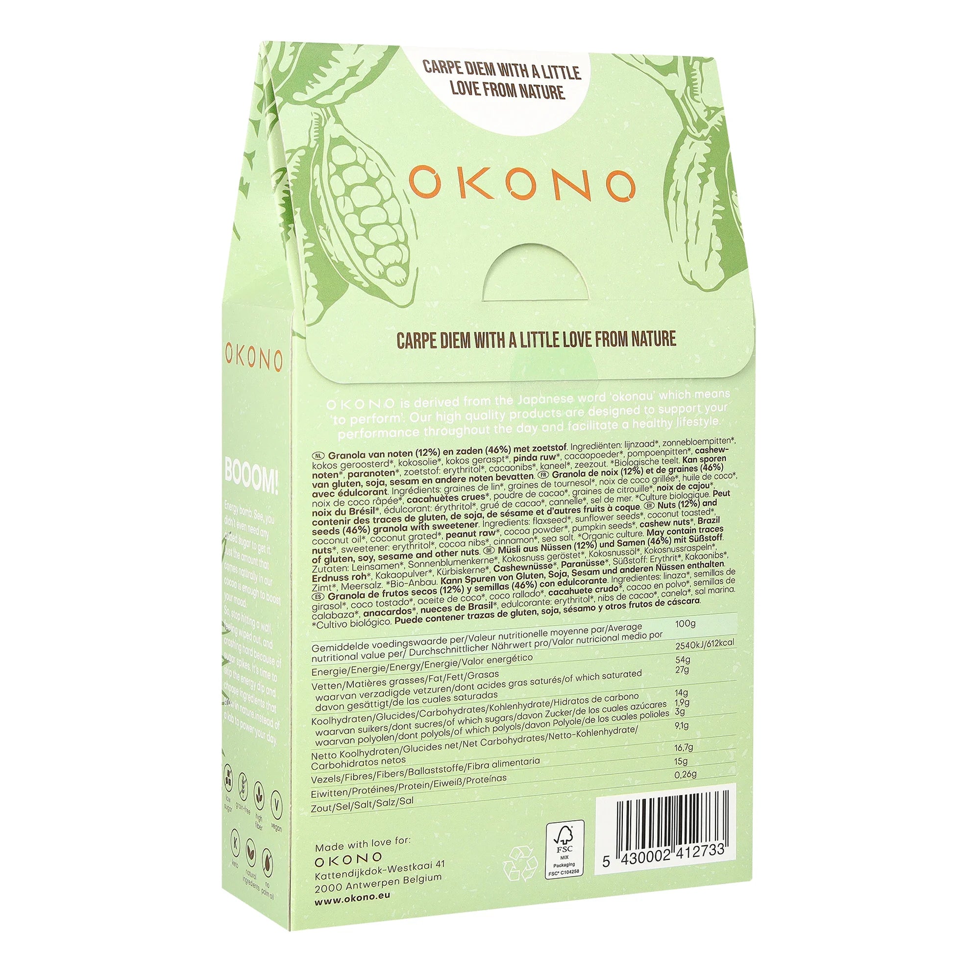 Bio Nuts & Seeds Granola Cocoa OKONO 250g 03000045