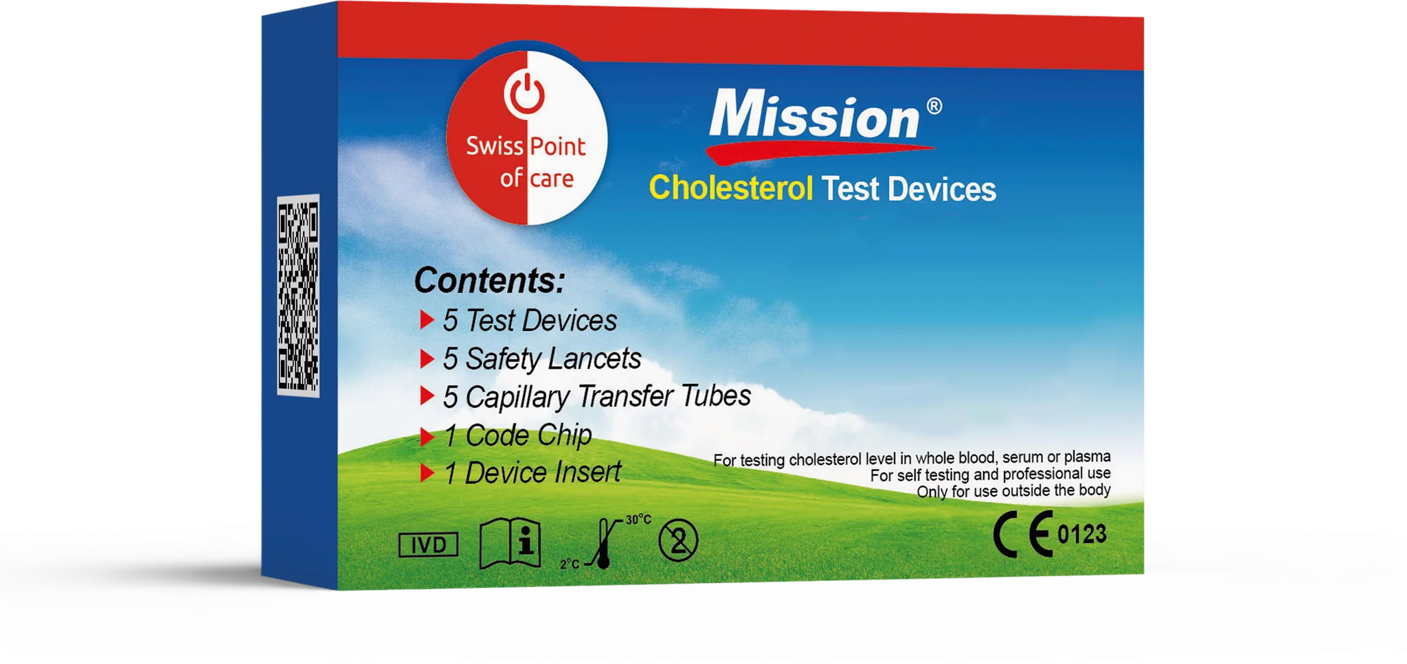 Cholesterol Teststrips Mission 3-in-1 Swiss Point of Care x5 swiss point of care P-MTES-05SP