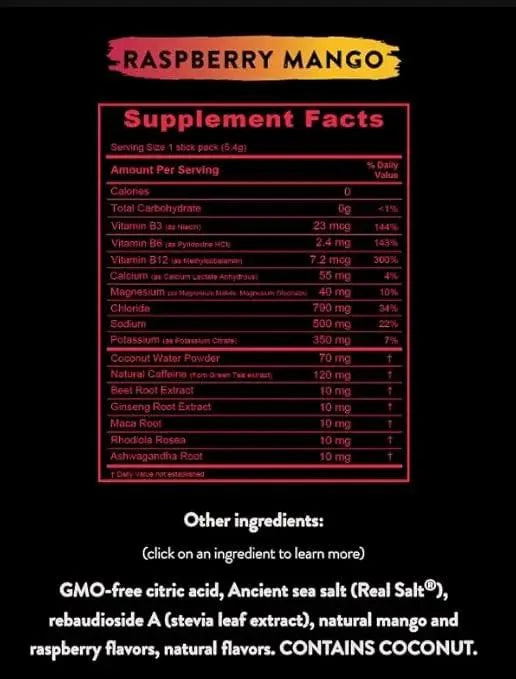 Energy Boost Drink Mix Raspberry Mango Re-Lyte x15 sticks re-lyte  03400063