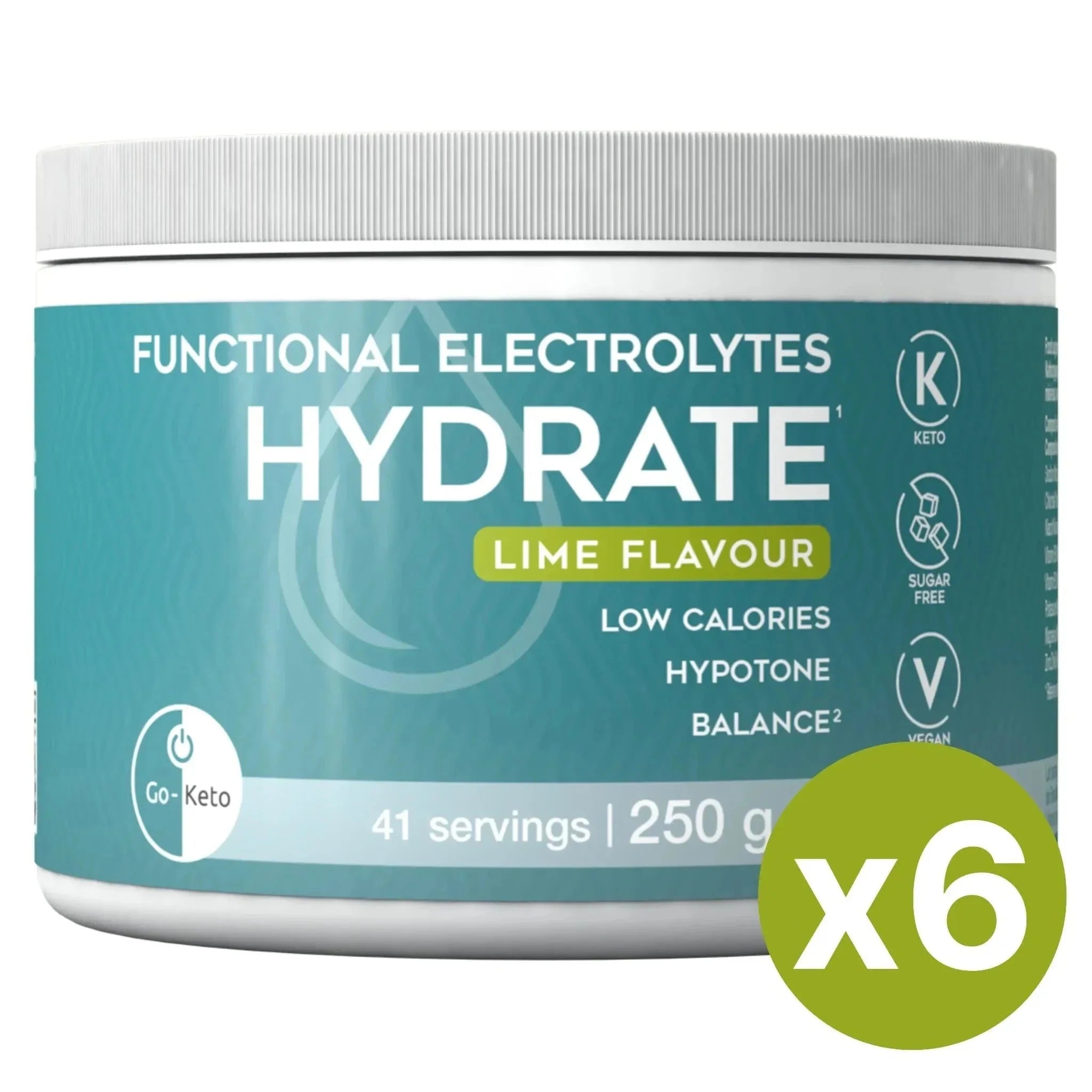 Functional Electrolytes Drink Mix Hydrate Lime Go-Keto 41 servings x6 go-keto DrinkMix O-GK-591-HYDRATE