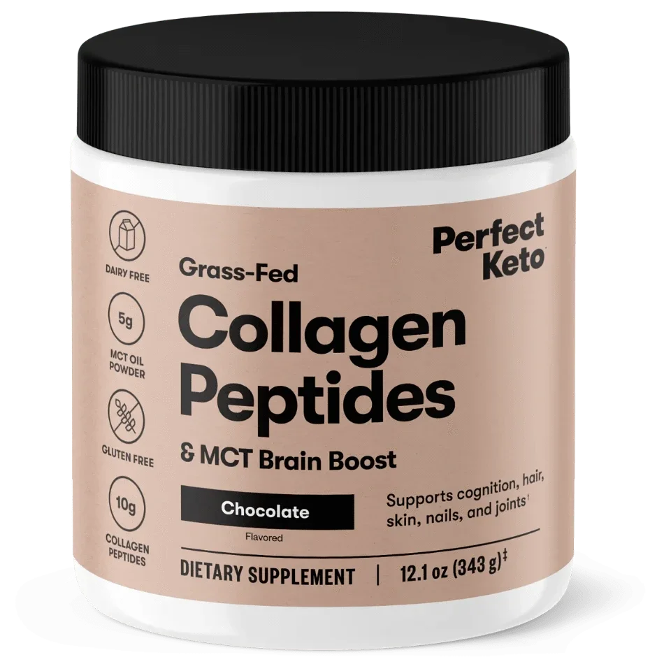 Grass-Fed Collagen Peptides & MCT Brain Boost Chocolate Perfect Keto 343g perfect keto  P-PKKCC-42
