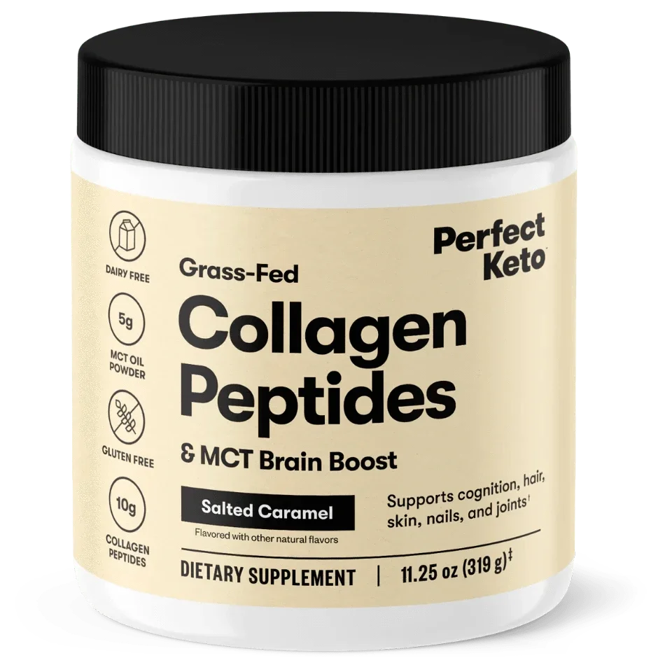 Grass-Fed Collagen Peptides & MCT Brain Boost Salted Caramel Perfect Keto 319g perfect keto  P-PKKCSC-47