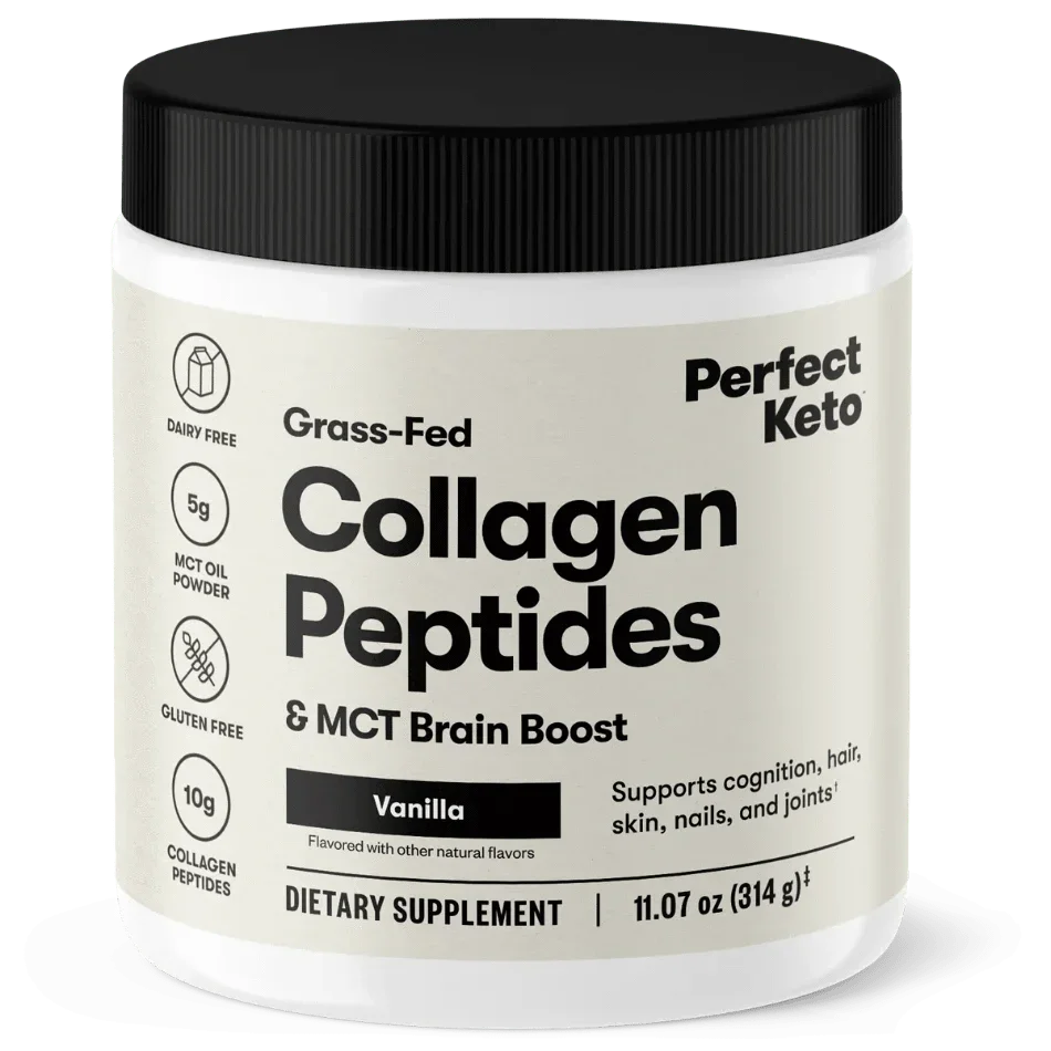 Grass-Fed Collagen Peptides & MCT Brain Boost Vanilla Perfect Keto 314g perfect keto  P-PKKCV-15