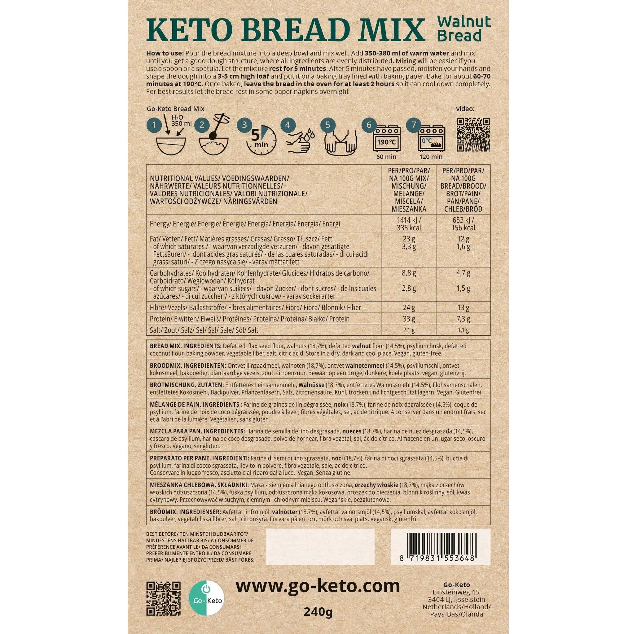 Mélange à Pain Keto aux Noix Go-Keto 270g – product overview