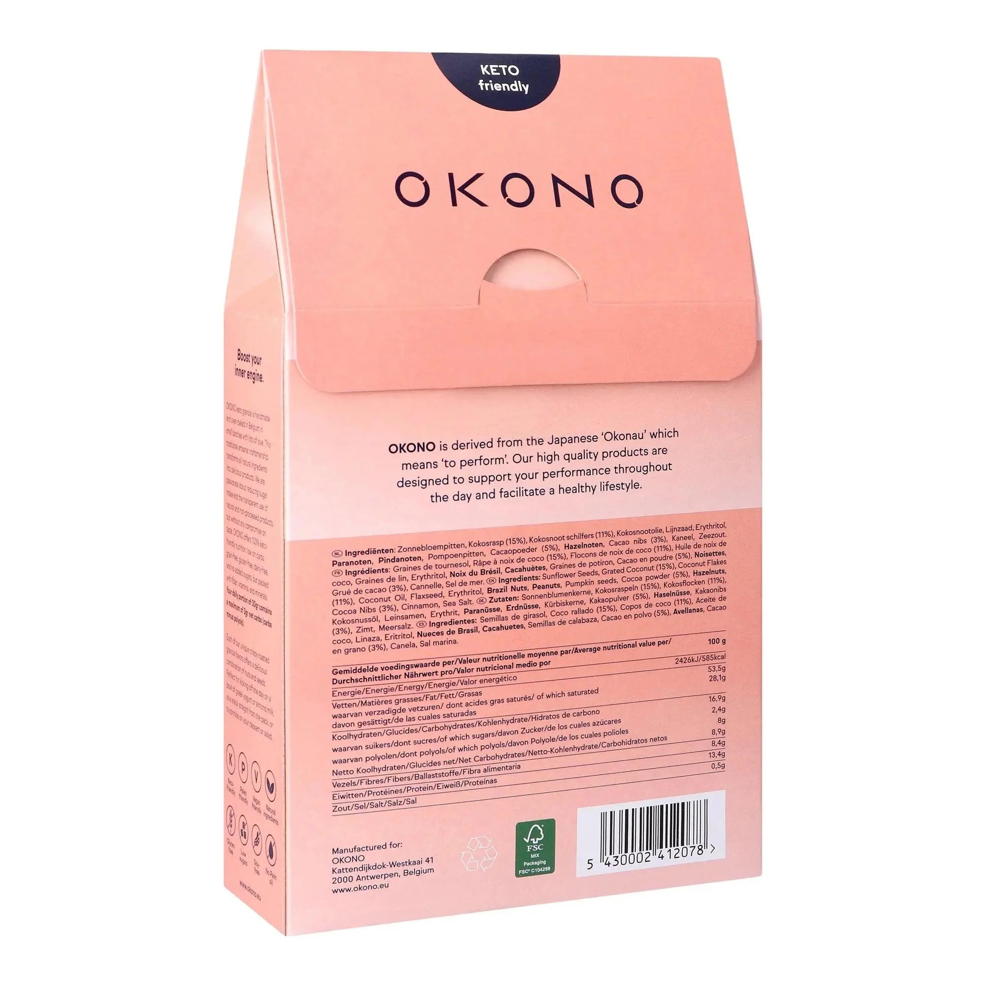 Keto Granola Cocoa Power Coconut & Cocoa OKONO 300g okono  03000004