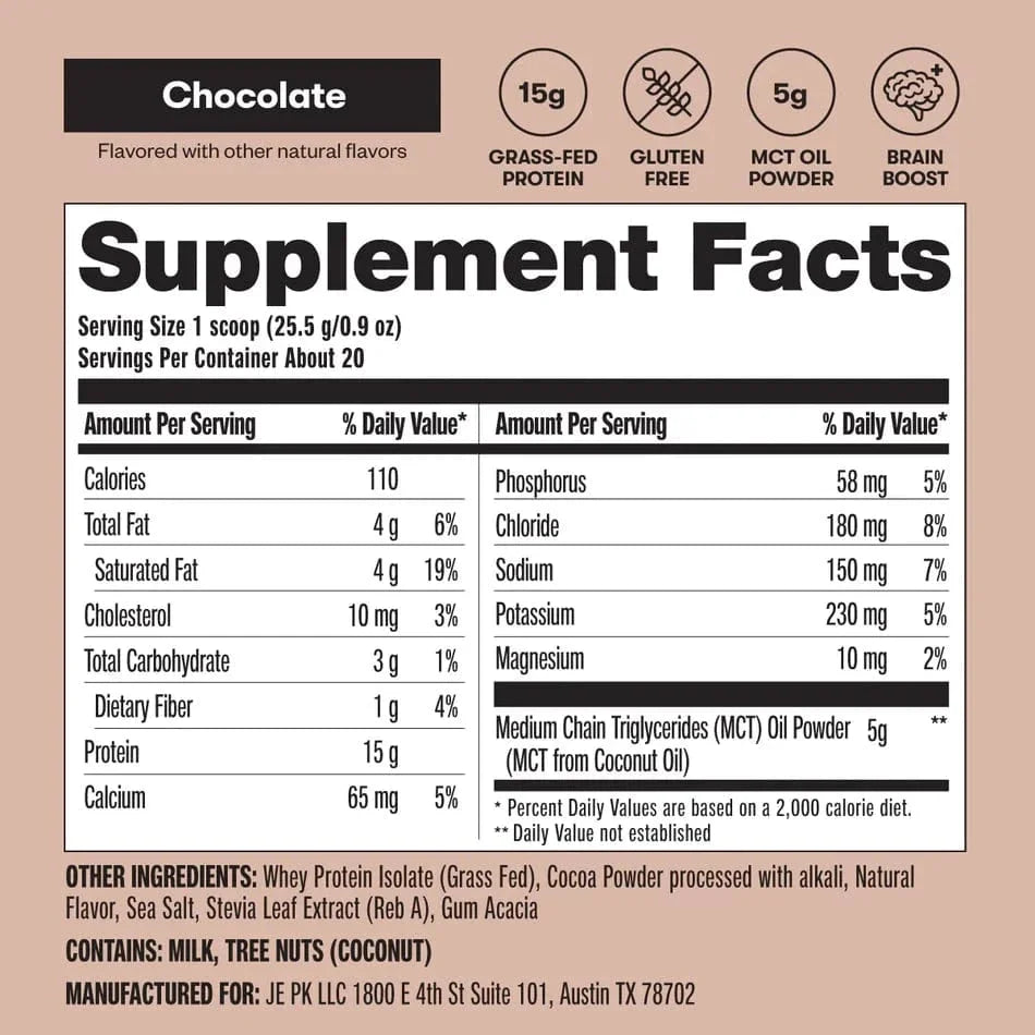 Keto Whey Protein Chocolate Perfect Keto 511g perfect keto  P-PKWC-30