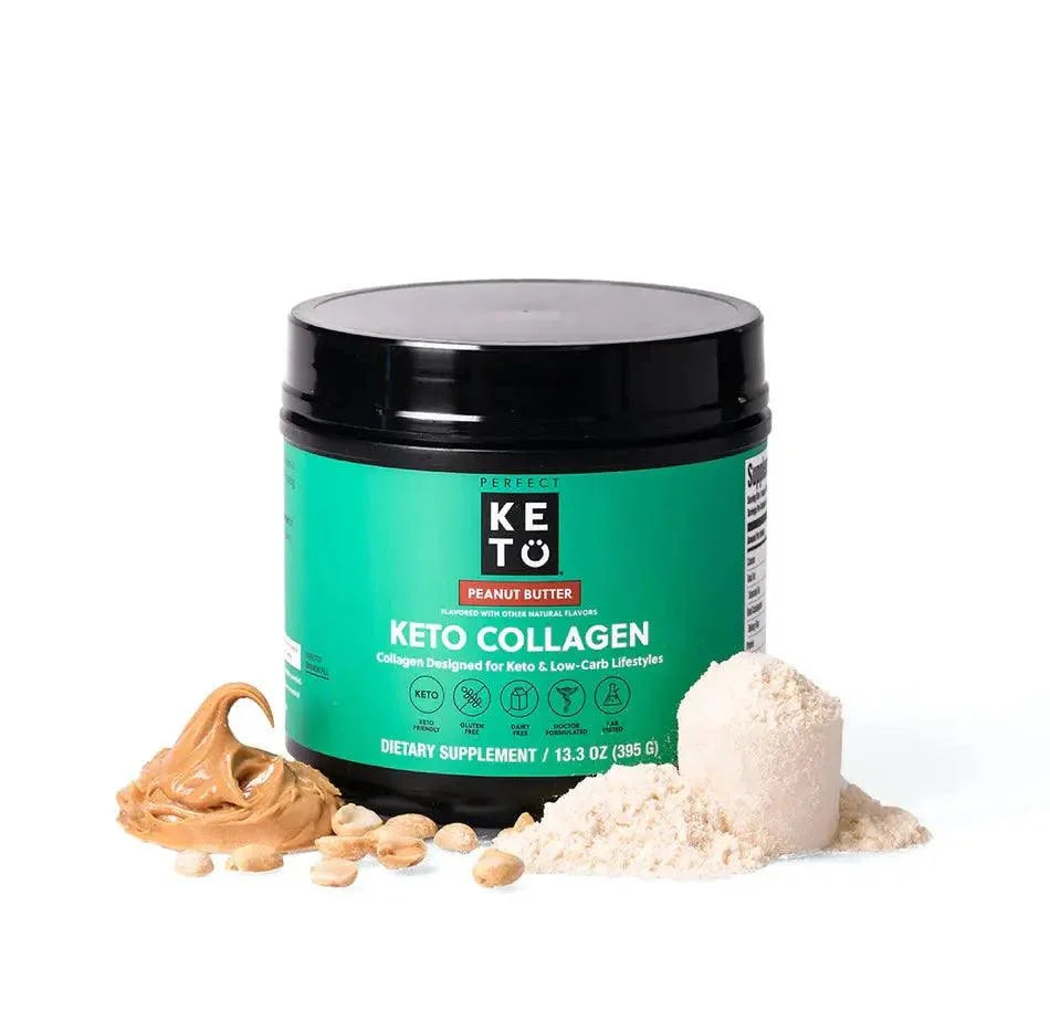 MCT Collagen Powder Peanut Butter Perfect Keto 395g perfect keto  P-PKKCPB-12