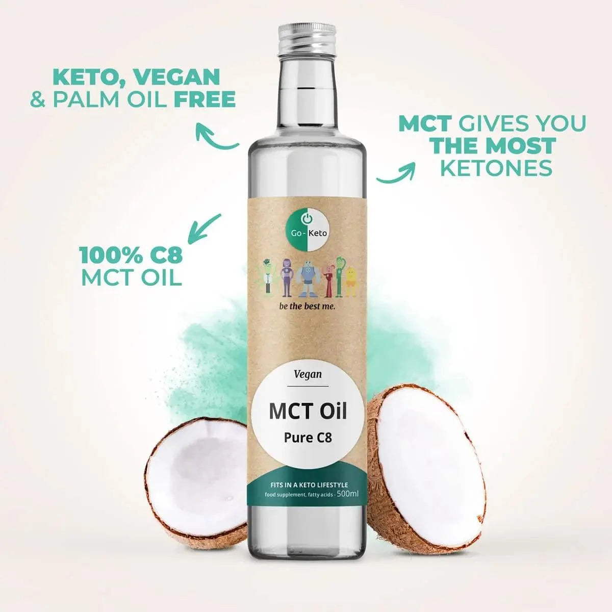 MCT Oil Pure Coconut C8 Go-Keto 500ml go-keto  P-GK-C8-679