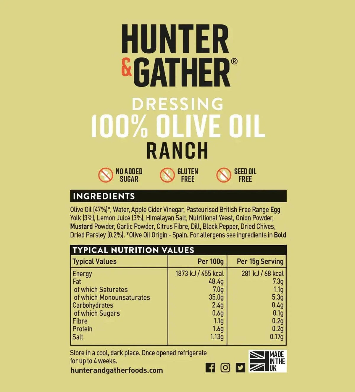 Olive Oil Dressing Ranch Hunter & Gather 250ml hunter & gather  00900017