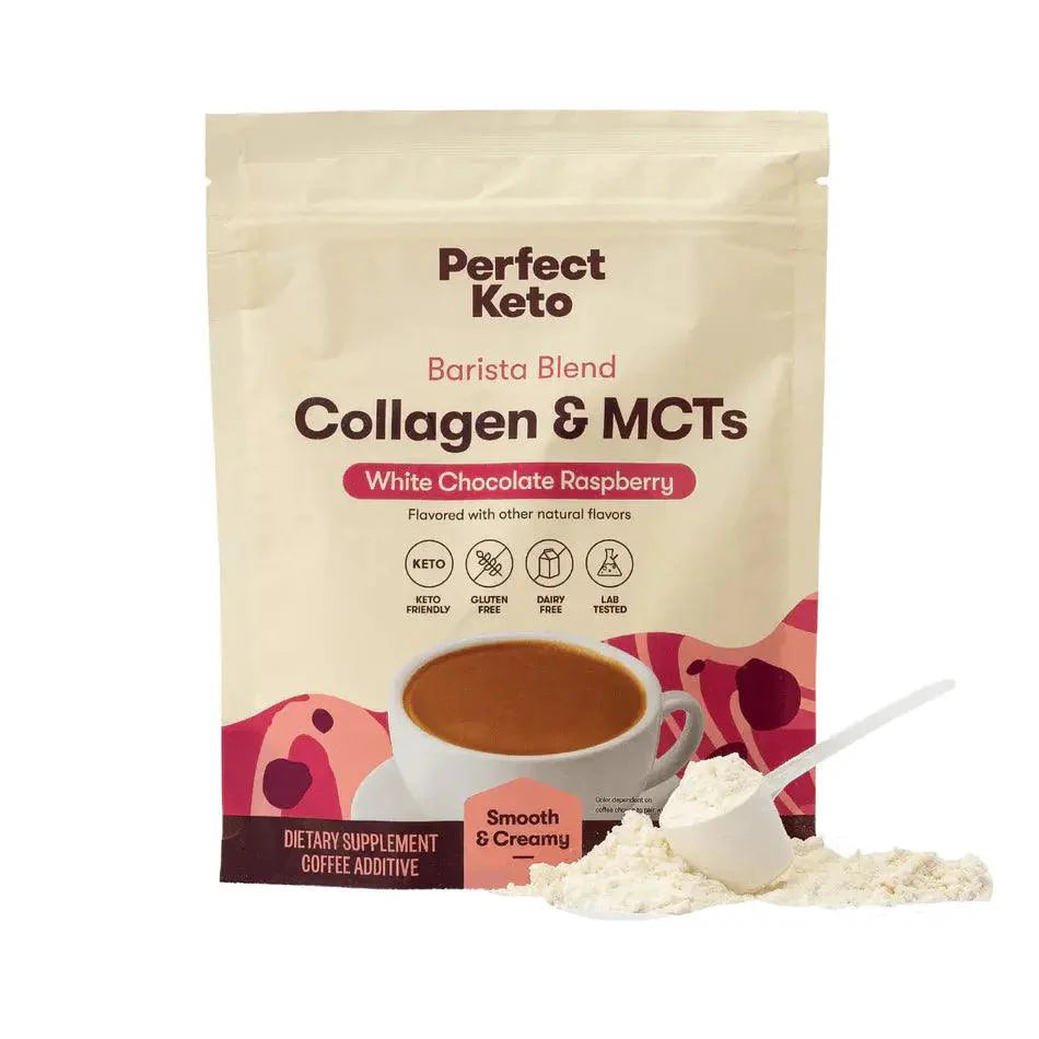 Perfect Keto Keto MCT Collagen Powder Barista White Choc Raspberry Perfect Keto 238g P-KK-MBCR84 Vital20