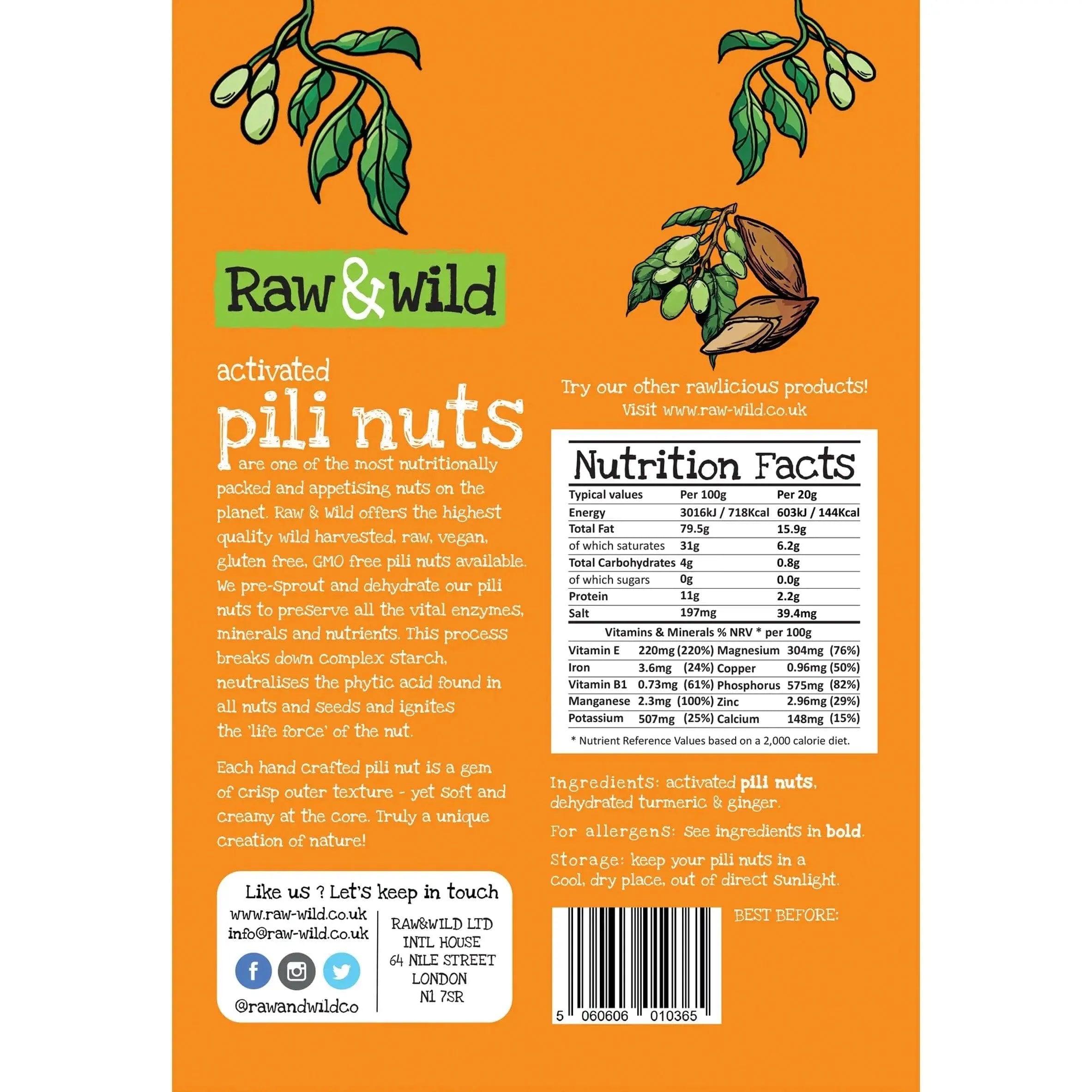 Raw & Wild Pili Nuts Turmeric & Ginger Raw & Wild 70g 03200010 Vital20