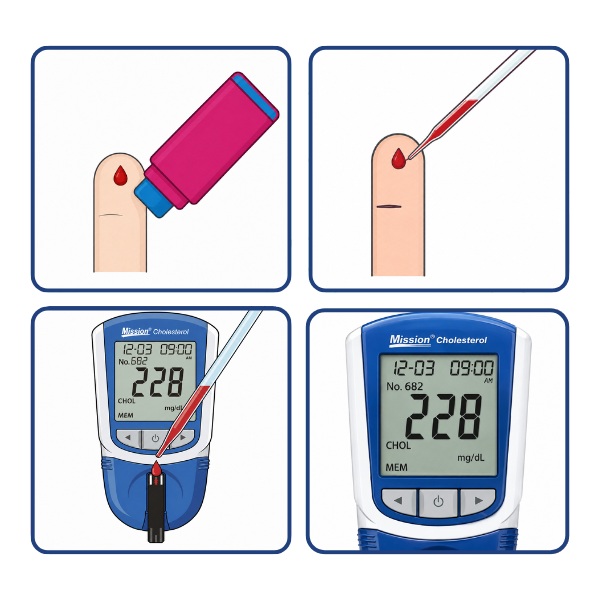 Swiss Point of Care Mission 3-in-1 Cholesterin Starter Kit (Komplettset, 5 Tests)